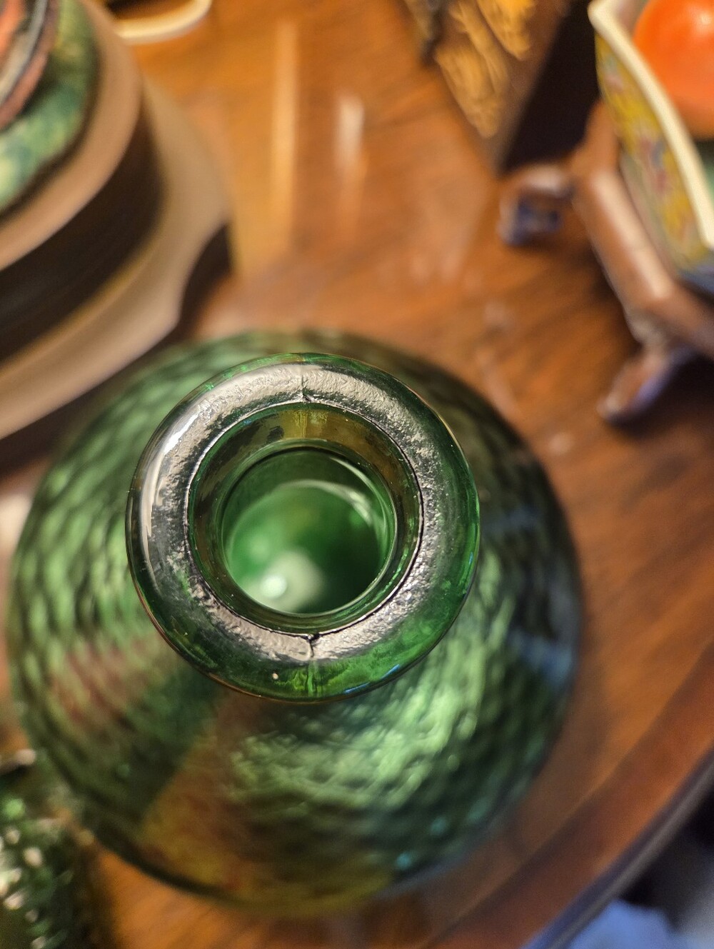 Empoli Green Diamond Point Squat Genie Decanter - Picture 4 of 9